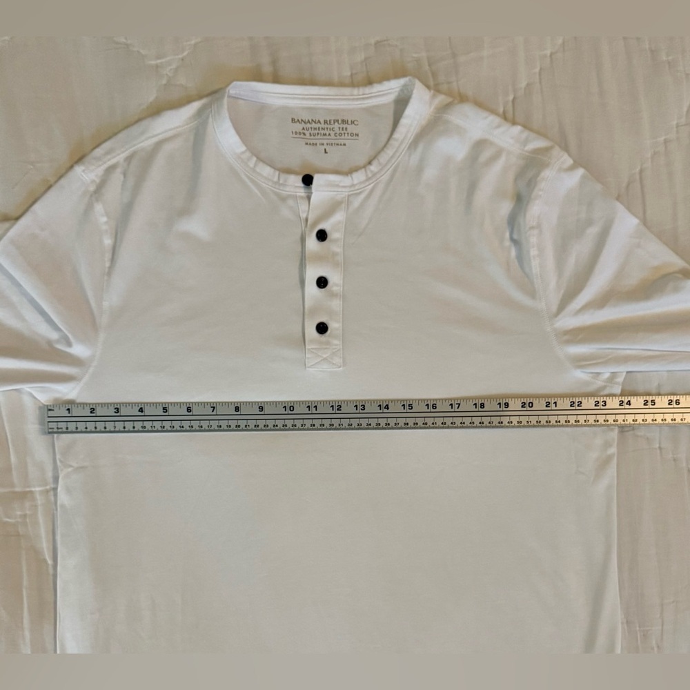 Banana Republic White Long Sleeve Henley Shirt - Picture 8 of 9
